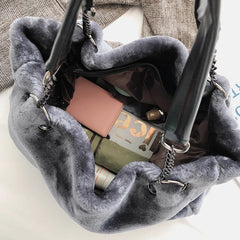 Faux Fur Women Shoulder Bag Plush Lady Handbag Chain Travel Shopping Bag