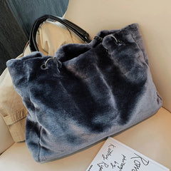 Faux Fur Women Shoulder Bag Plush Lady Handbag Chain Travel Shopping Bag