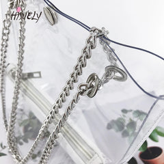 Hot Transparent Plastic Handbag Beach Shoulder Bag Women Tote Jelly PVC