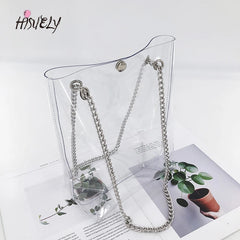 Hot Transparent Plastic Handbag Beach Shoulder Bag Women Tote Jelly PVC