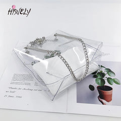 Hot Transparent Plastic Handbag Beach Shoulder Bag Women Tote Jelly PVC