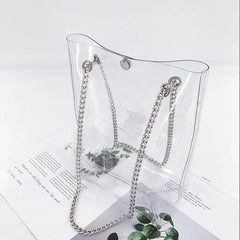 Hot Transparent Plastic Handbag Beach Shoulder Bag Women Tote Jelly PVC