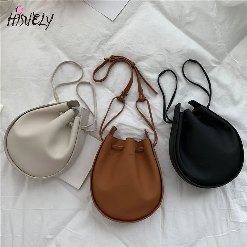 Women PU Leather Handbags Bucket Shoulder Bags
