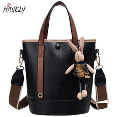 Hot Women PU Leather Handbags Green Bucket Vintage Shoulder Bags Messenger Bag