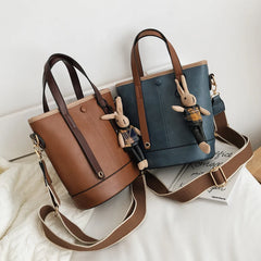 Hot Women PU Leather Handbags Green Bucket Vintage Shoulder Bags Messenger Bag