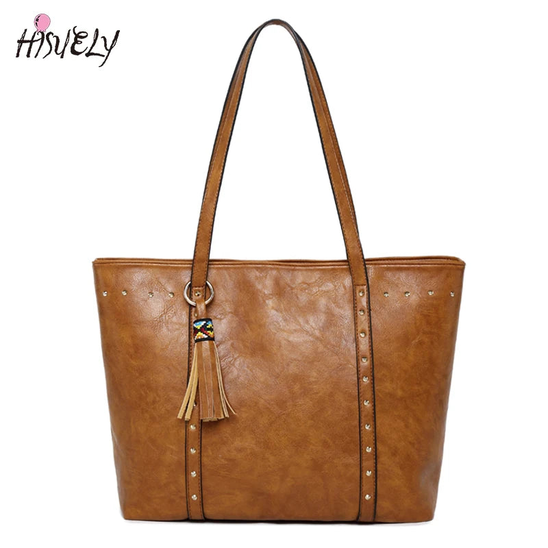 Women PU Leather Handbags Shoulder Bags Tote Rivet Casual Messenger Bags