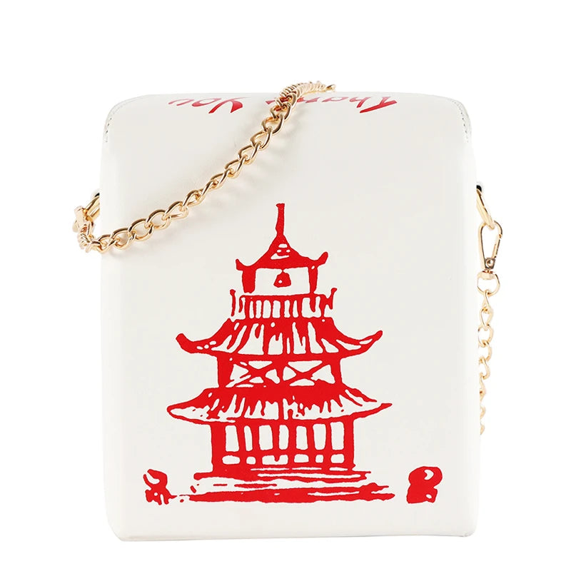 Chinese Takeout Box Purse Pu Leather Women Handbag
