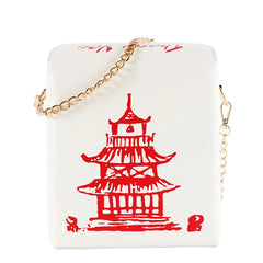 Chinese Takeout Box Purse Pu Leather Women Handbag