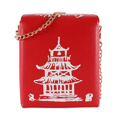 Chinese Takeout Box Purse Pu Leather Women Handbag