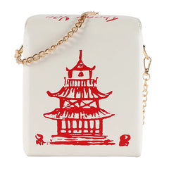 Chinese Takeout Box Purse Pu Leather Women Handbag