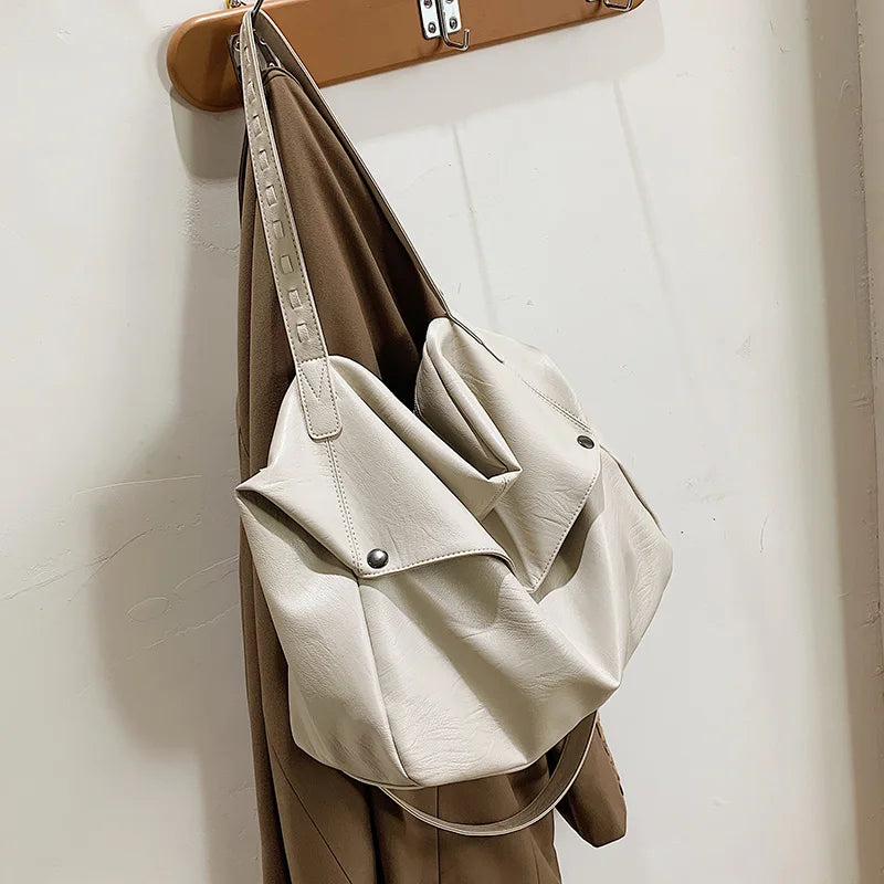 Women Soft PU Handbags Large Capacity Female Shoulder BagsTravel Totes