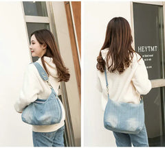 Washed Denim Women Shoulder Bag Casual Vintage Jeans High Big Crossbody Bag