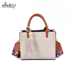 Vintage Shoulder Bags Tassel Travel Tote with Beads Women PU Leather Handba