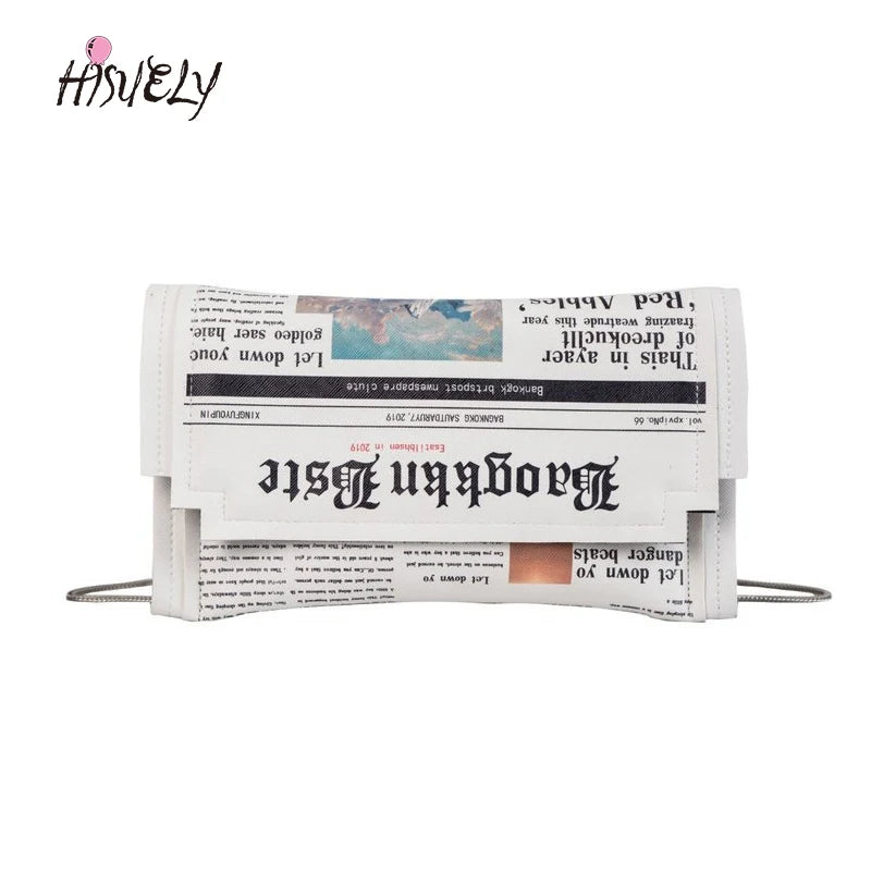 Newspapers Clutch Bag Envelope Shoulder Purse