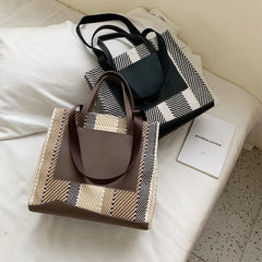 Plaid Shoulder Bag Women Handbag Large Tote Messenger Bag BG126