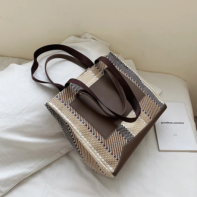 Plaid Shoulder Bag Women Handbag Large Tote Messenger Bag BG126
