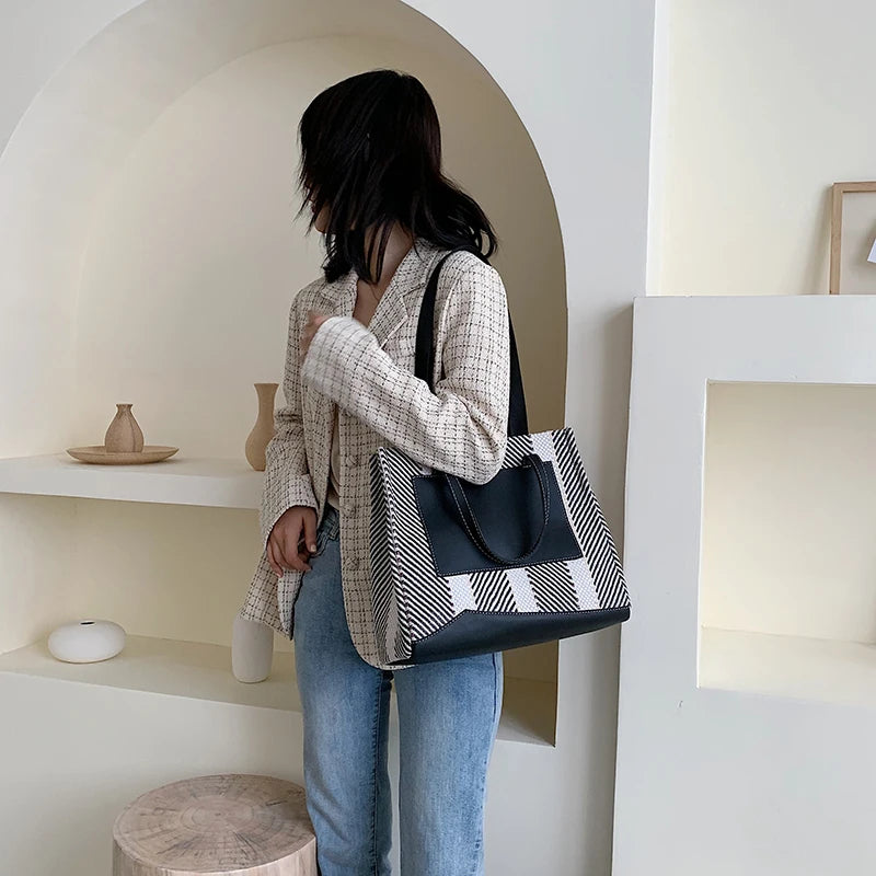 Plaid Shoulder Bag Women Handbag Large Tote Messenger Bag BG126