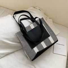 Plaid Shoulder Bag Women Handbag Large Tote Messenger Bag BG126