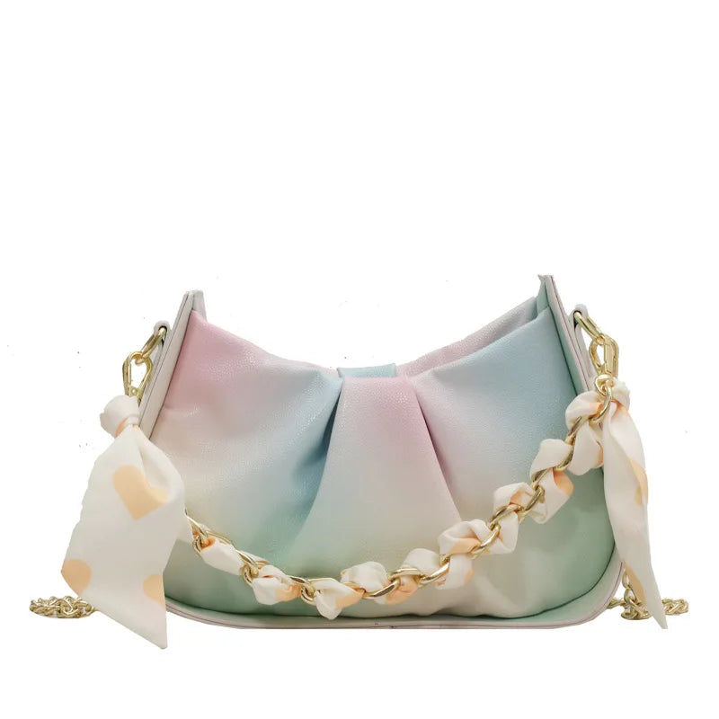 Pleated Tote Bag Soft Leather Women's Handbag Travel Shoulder Armpit Bag