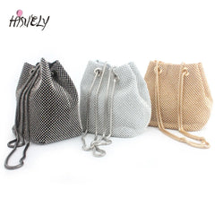 Rhinestone Flash Clutch Bag Evening Party Shoulder Totes Bucket Bags