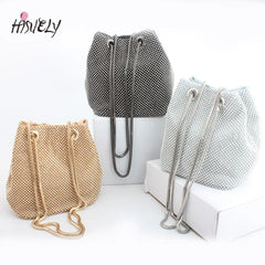 Rhinestone Flash Clutch Bag Evening Party Shoulder Totes Bucket Bags
