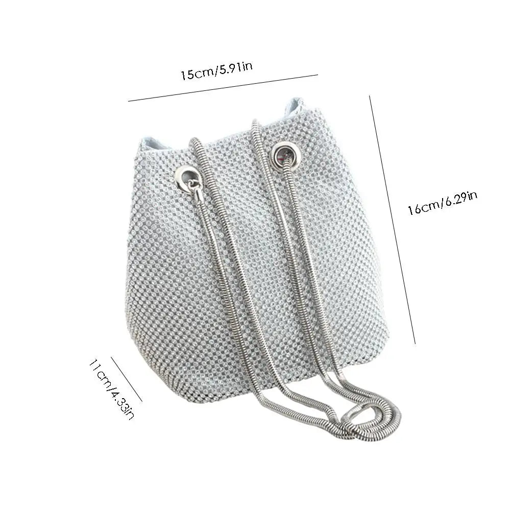 Rhinestone Flash Clutch Bag Evening Party Shoulder Totes Bucket Bags