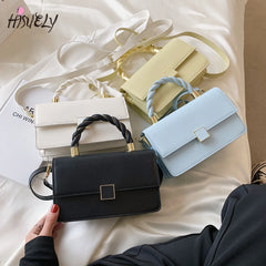 Navy PU Leather Crossbody Bag with Rope Handle for Women