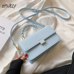 Navy PU Leather Crossbody Bag with Rope Handle for Women