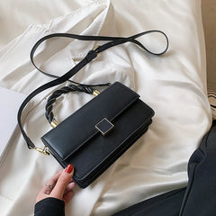 Navy PU Leather Crossbody Bag with Rope Handle for Women