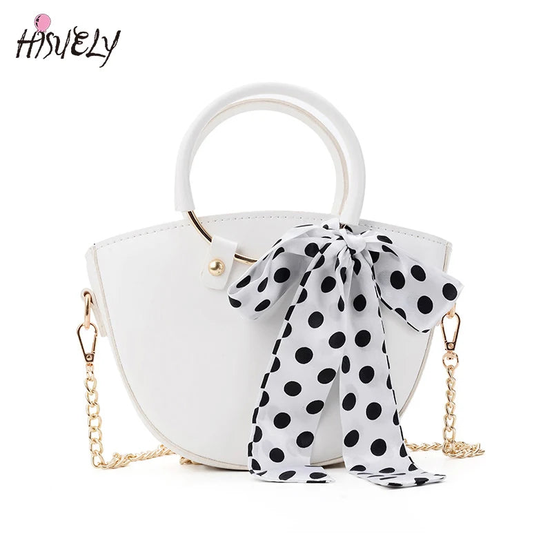 Summer Green Handbags With Silk Ribbon Women Small Hand Bag Ladies Shoulder Ring