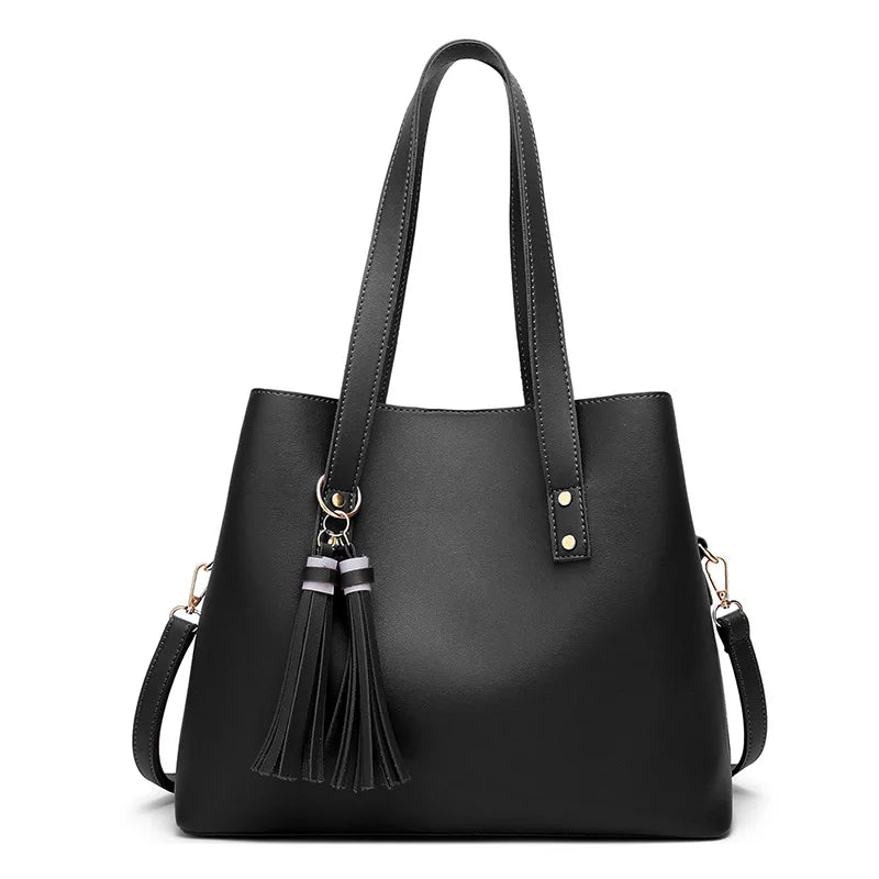 Tassel Large Ladies Handbags PU Leather Women Bag Female Shoulder Bags