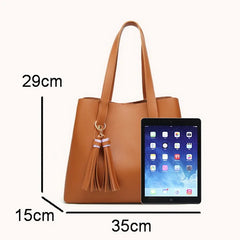 Tassel Large Ladies Handbags PU Leather Women Bag Female Shoulder Bags