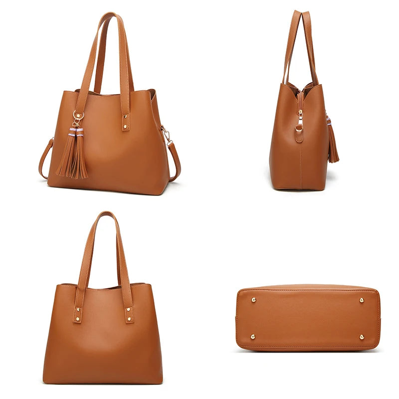 Tassel Large Ladies Handbags PU Leather Women Bag Female Shoulder Bags