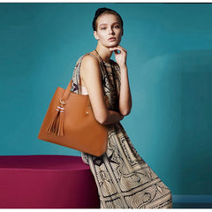 Tassel Large Ladies Handbags PU Leather Women Bag Female Shoulder Bags