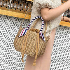 Vintage Round Straw Bag Handbags Women Summer Rattan Beach Circle