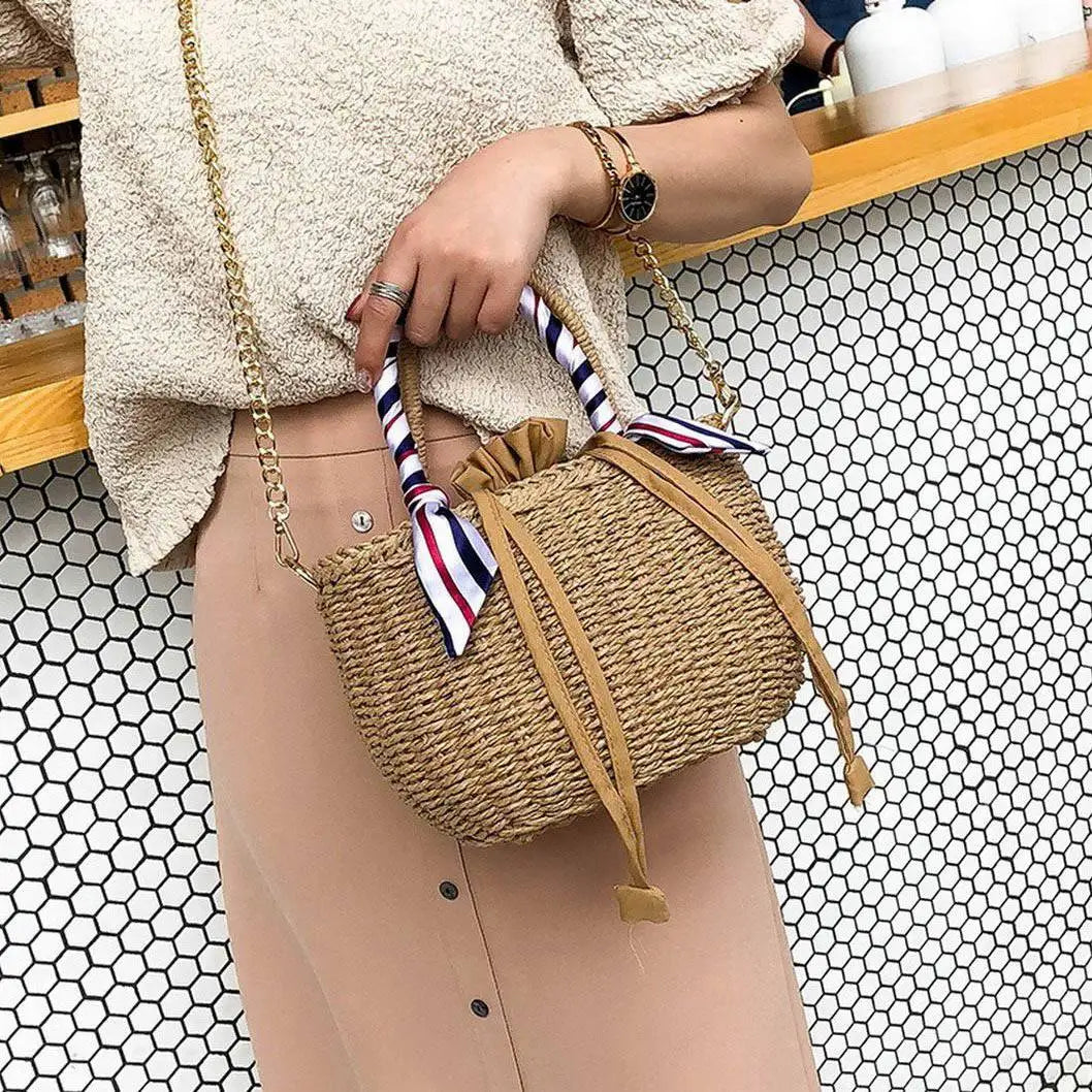 Vintage Round Straw Bag Handbags Women Summer Rattan Beach Circle