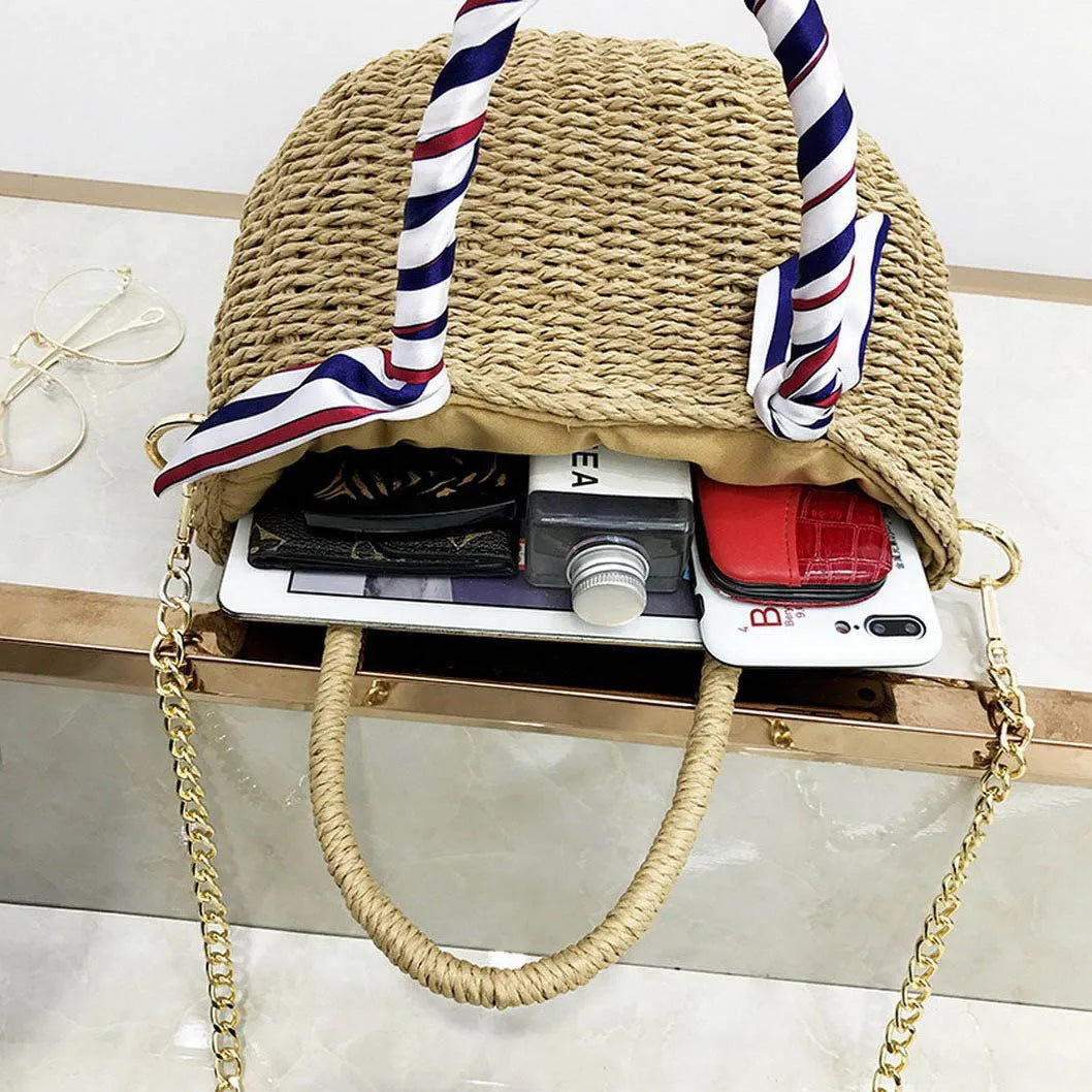 Vintage Round Straw Bag Handbags Women Summer Rattan Beach Circle