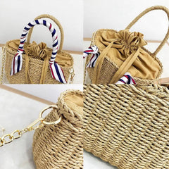Vintage Round Straw Bag Handbags Women Summer Rattan Beach Circle
