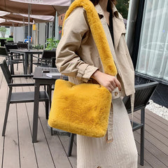 Plush Shoulder Bags Soft Fur Hobo Lady Handbag Large Capacity Purse