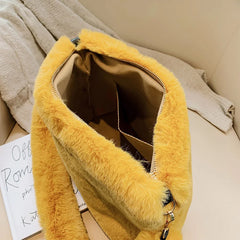 Plush Shoulder Bags Soft Fur Hobo Lady Handbag Large Capacity Purse