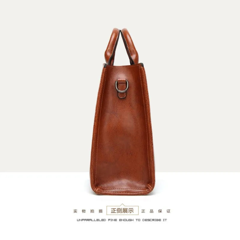 Women Leather Handbags Briefcase Shoulder Messenger Big Tote Bolsos