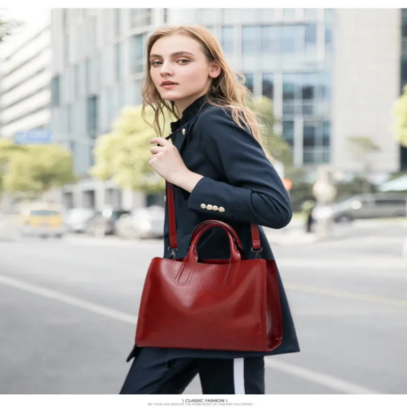 Women Leather Handbags Briefcase Shoulder Messenger Big Tote Bolsos