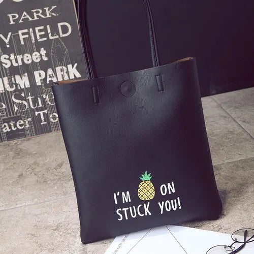 PU Leather Shoulder Bag Top-handle Totes Large Handbag