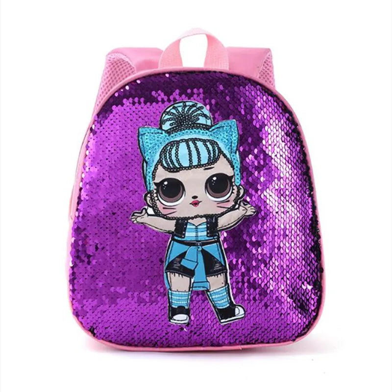 HKSNG Mochila Dolls Bag Children's School Bag Shinning Bag Cartoon Print Anime