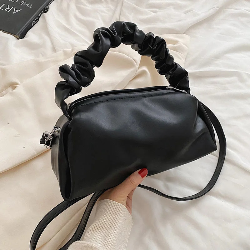Pleated Underarm Bag PU Leather Ladies Shoulder Bag