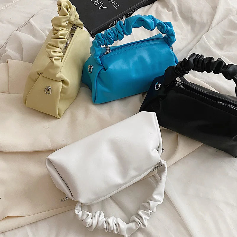 Pleated Underarm Bag PU Leather Ladies Shoulder Bag