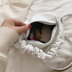 Pleated Underarm Bag PU Leather Ladies Shoulder Bag