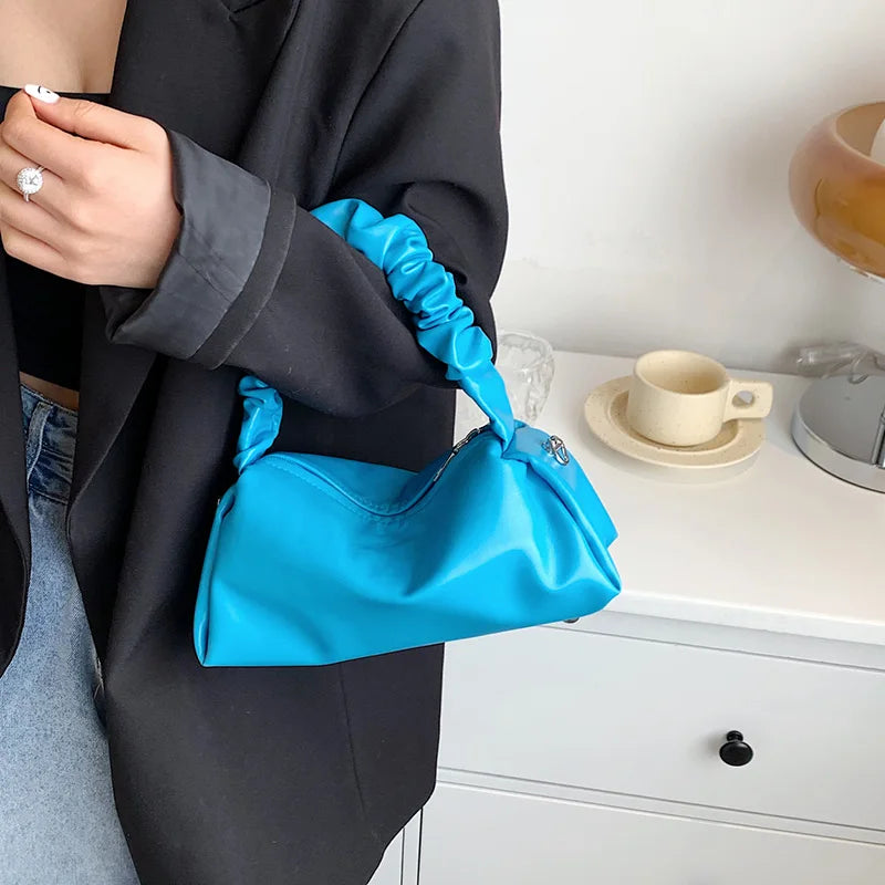 Pleated Underarm Bag PU Leather Ladies Shoulder Bag
