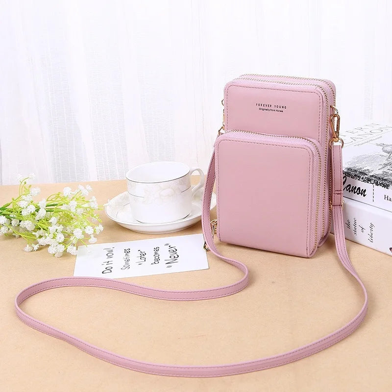 Women's 3-Layer Phone Pocket Shoulder Bag - Large Capacity Crossbody Purse