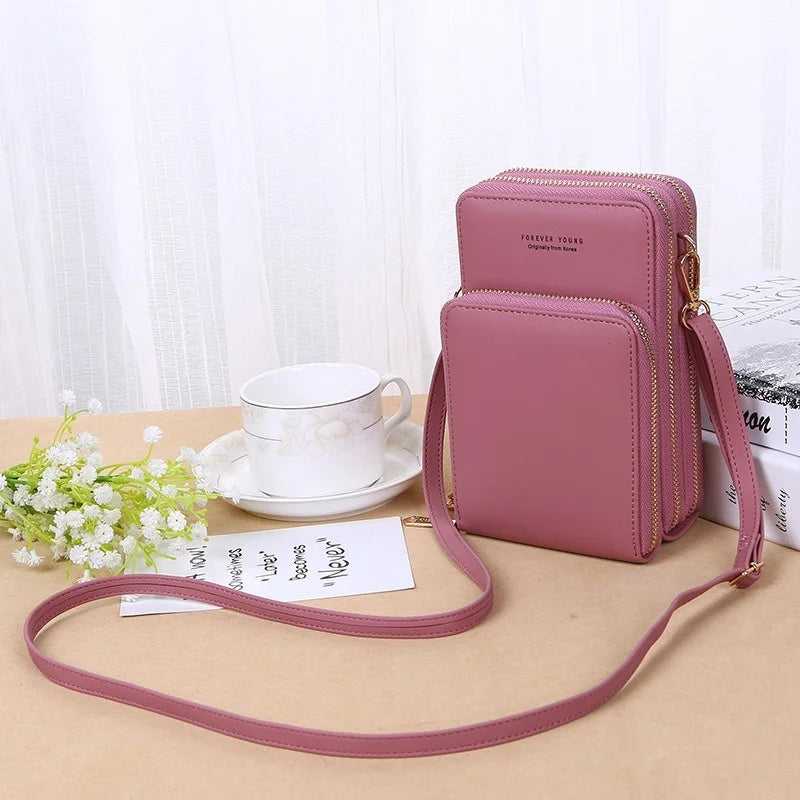 Women's 3-Layer Phone Pocket Shoulder Bag - Large Capacity Crossbody Purse